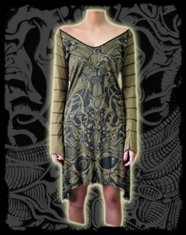 Athena Dress L/S Fullprint - Biomechanic Tribal print Nr. 224